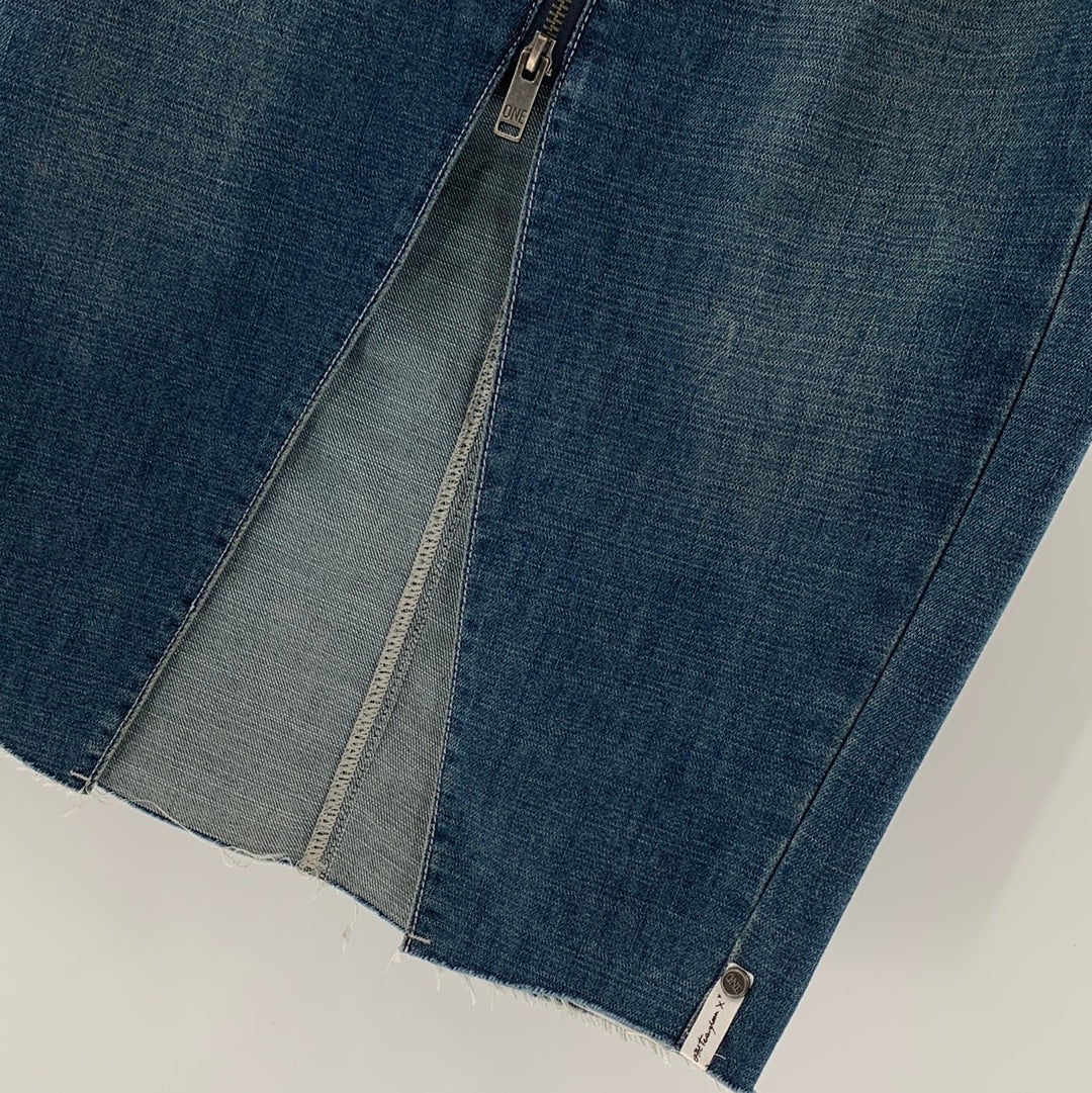 One Teaspoon Denim Front Sideways Zipper Midi Skirt (Size 25)