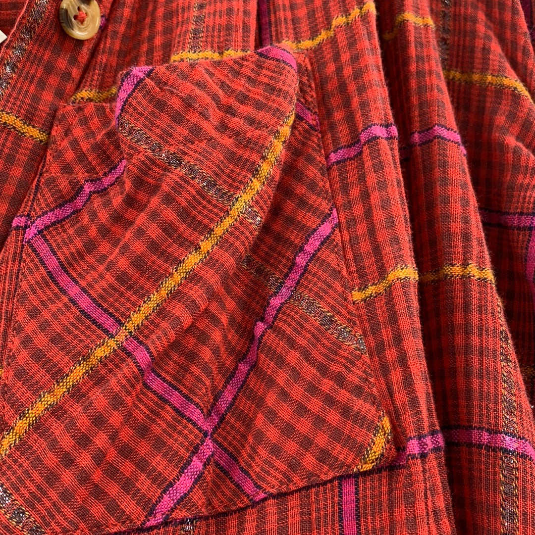 Free People Red Oversized Flannel (XS)