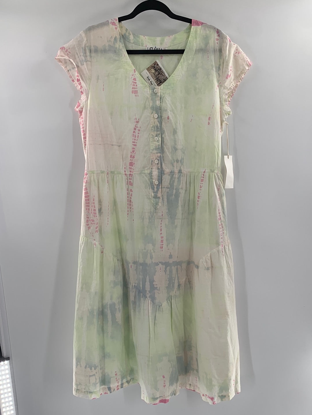 Lá causa - Anthropologie Pastel Tie Dye With Buttons and Ruffle Details Maxi Dress (Size L) - With Tag -