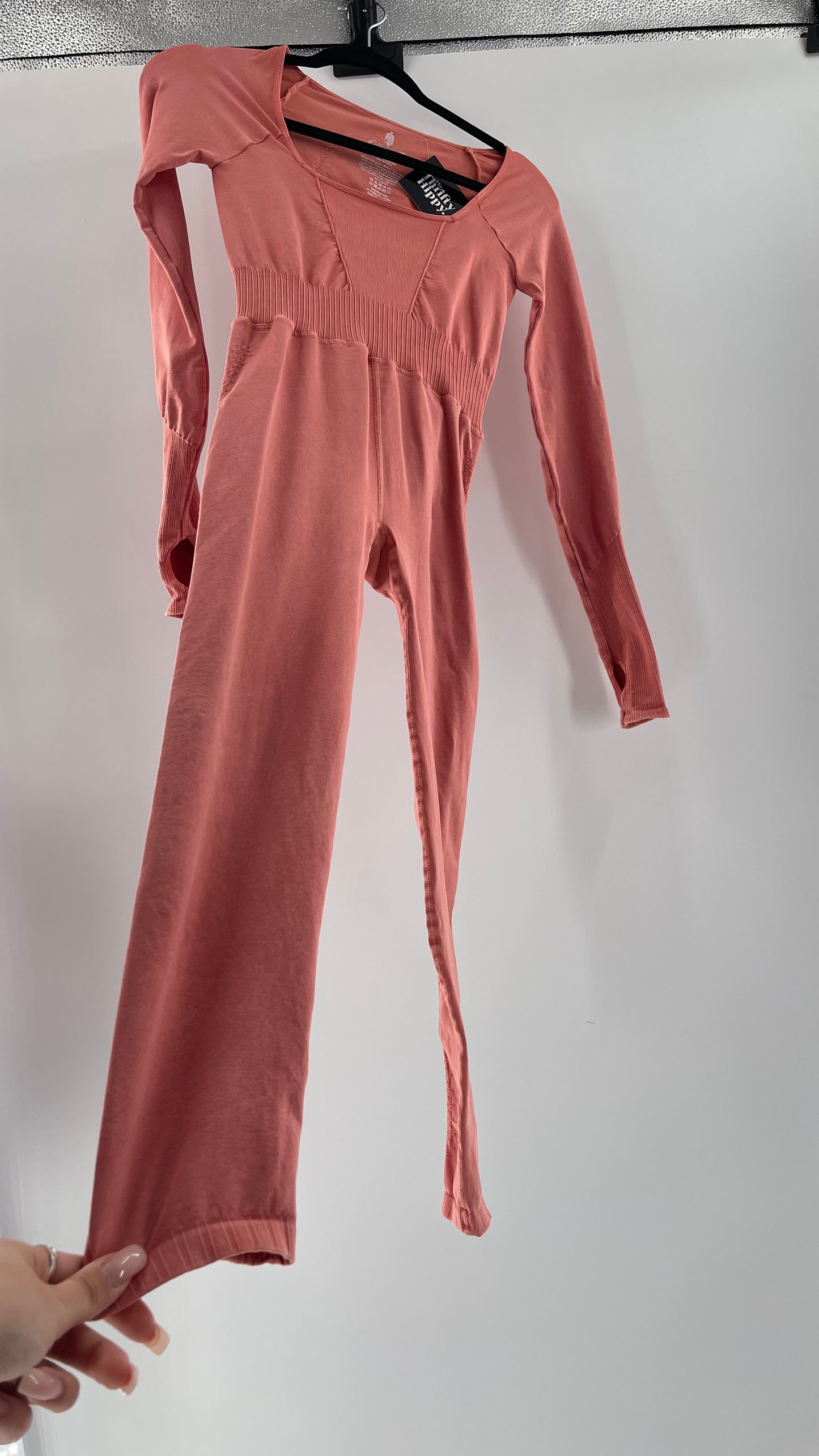 Free People Movement Pink Elastic Good Karma Jumpsuit (M/L)