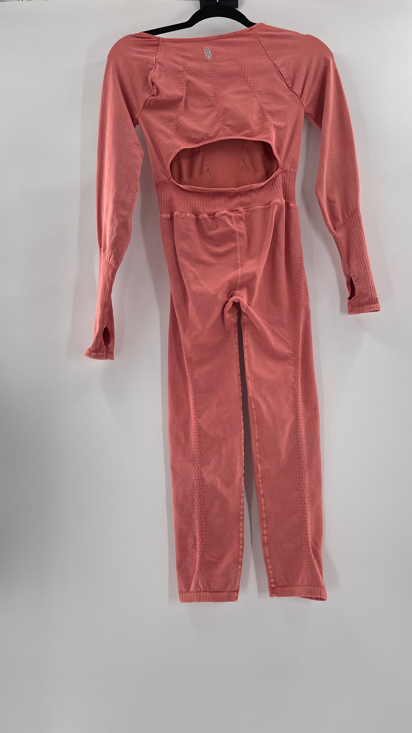 Free People Movement Pink Elastic Good Karma Jumpsuit (M/L)
