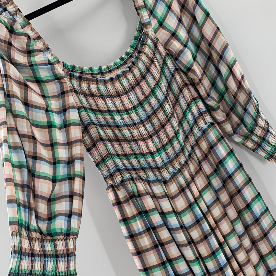 Maeve Anthropologie Plaid Smocked Dress (S)