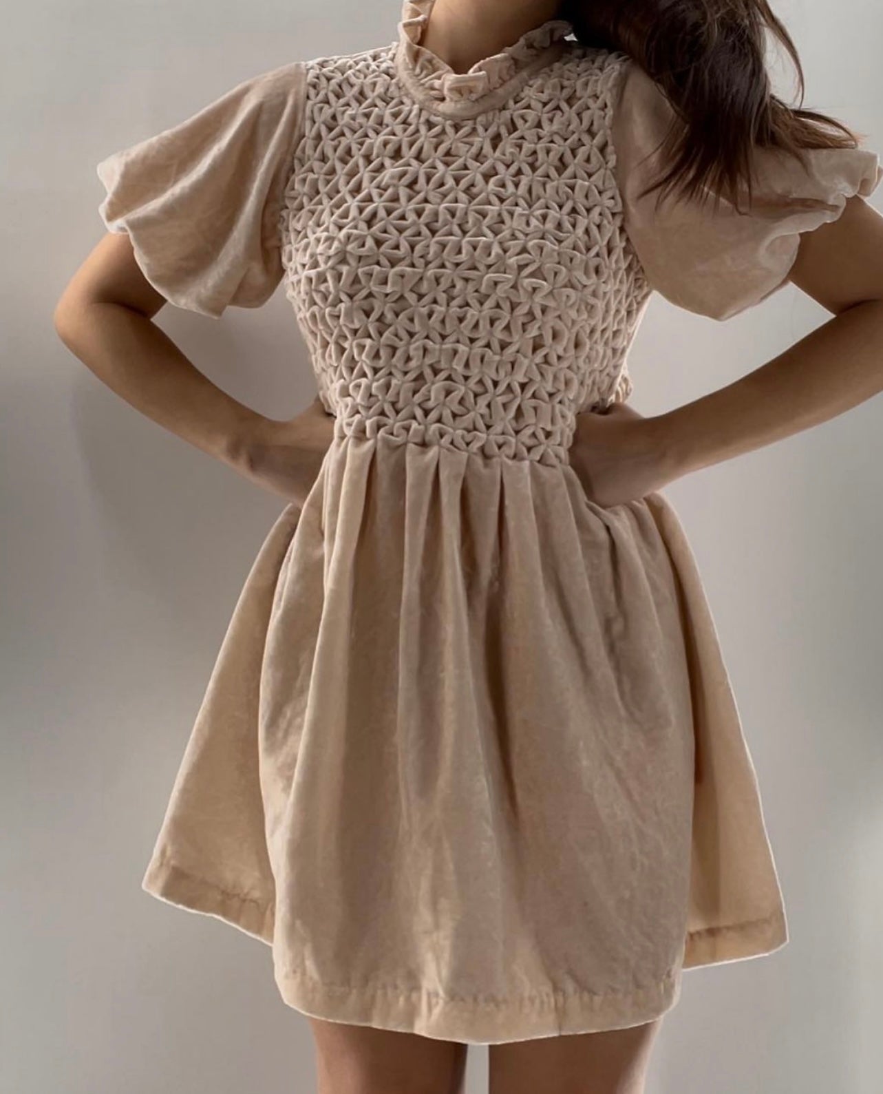 Free People Baby Pink Velour Backless Babydoll (Small)