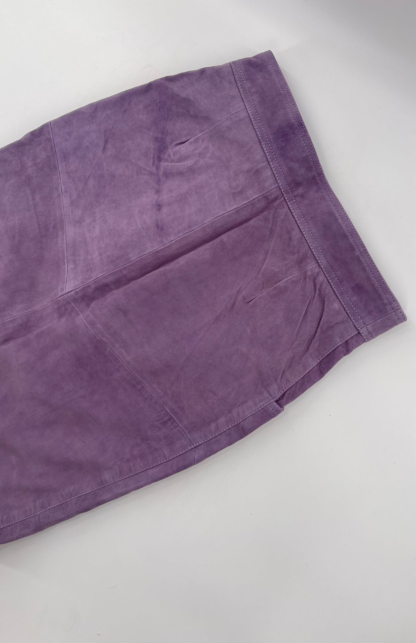 Free People Understated Purple Leather Knee Length Skirt (4)
