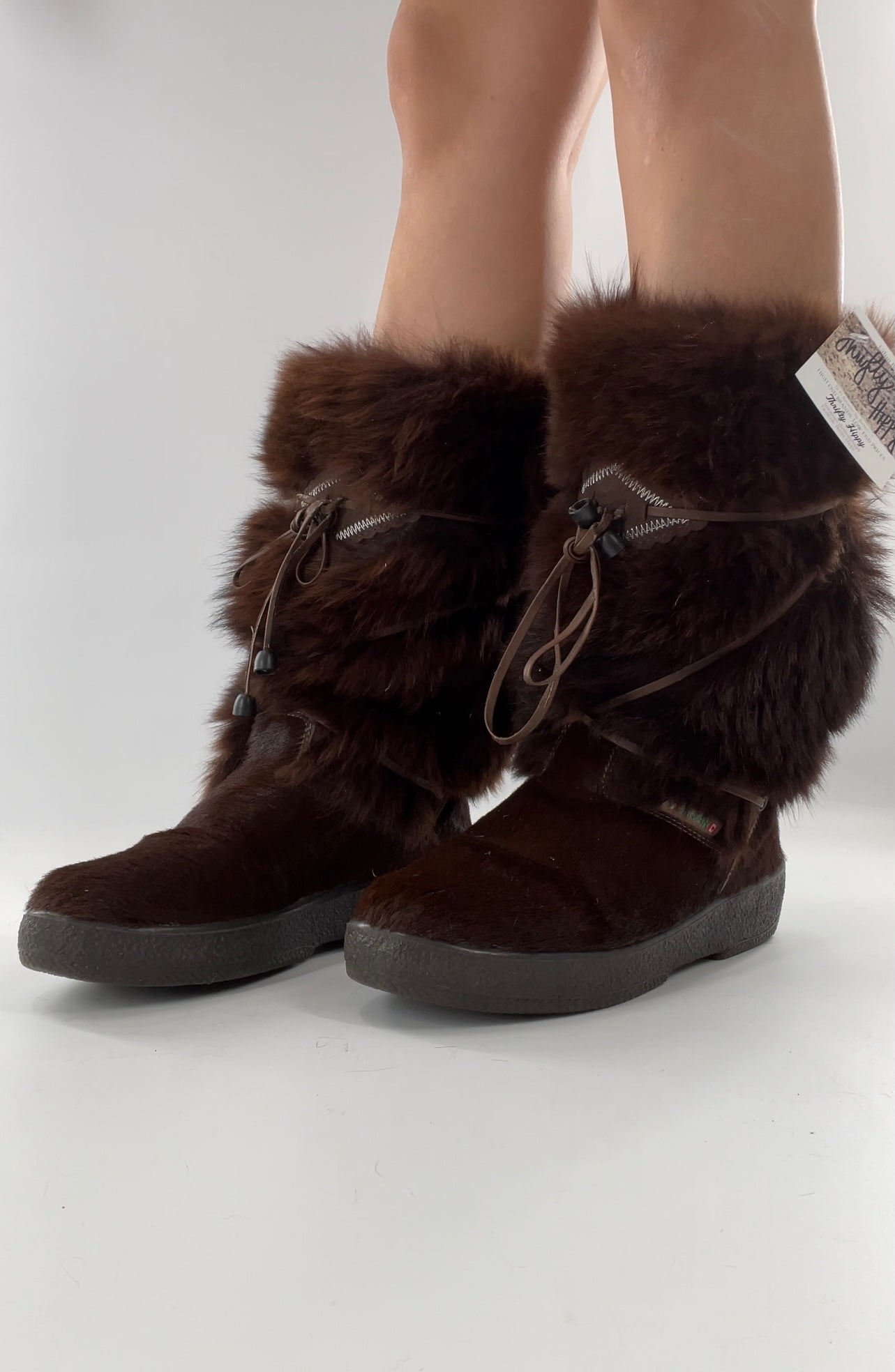Pajar Vintage Brown Fur Boots - Made In Italy - Size 40