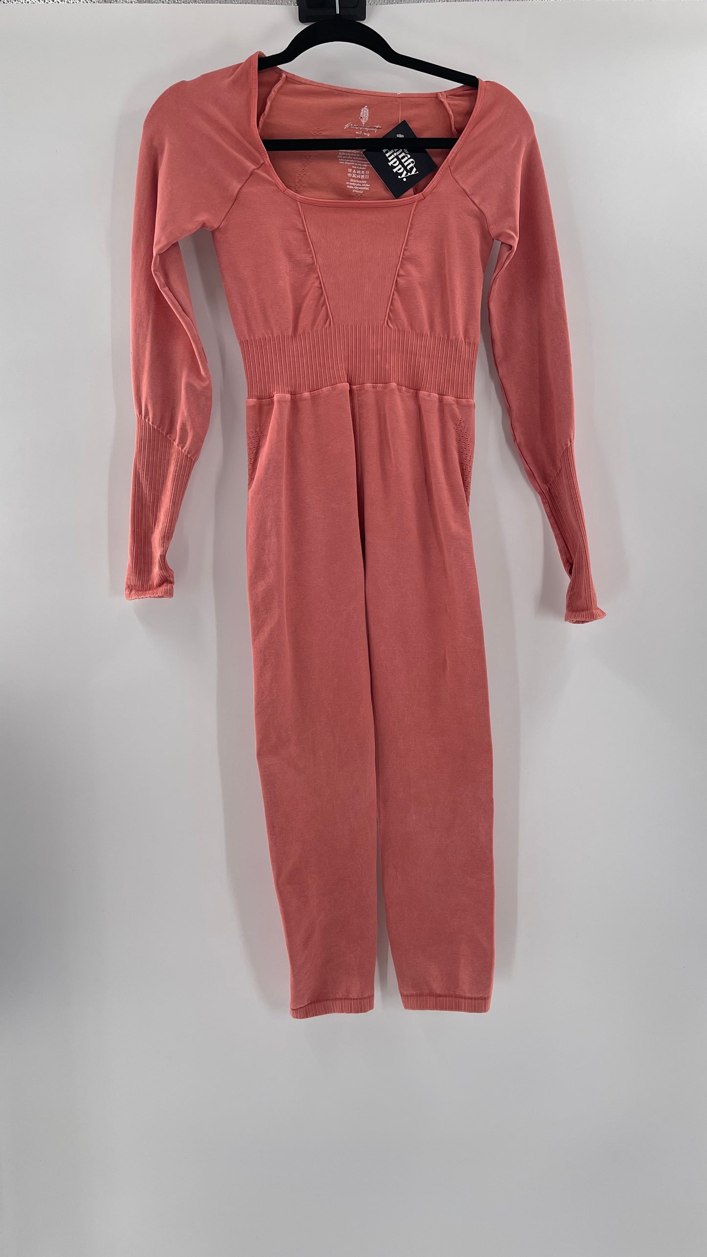 Free People Movement Pink Elastic Good Karma Jumpsuit (M/L)