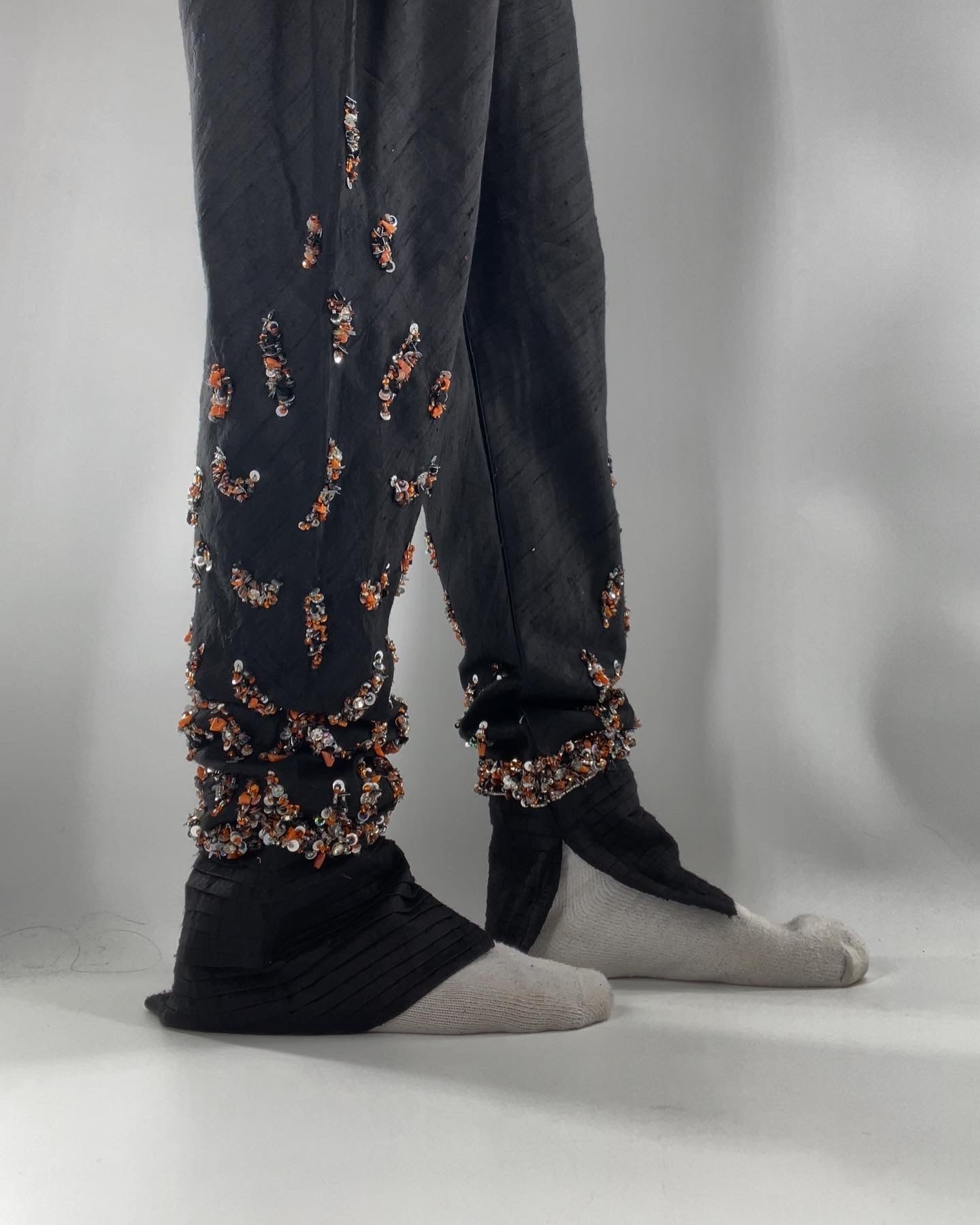 Black Harams with Beaded Hem (M)
