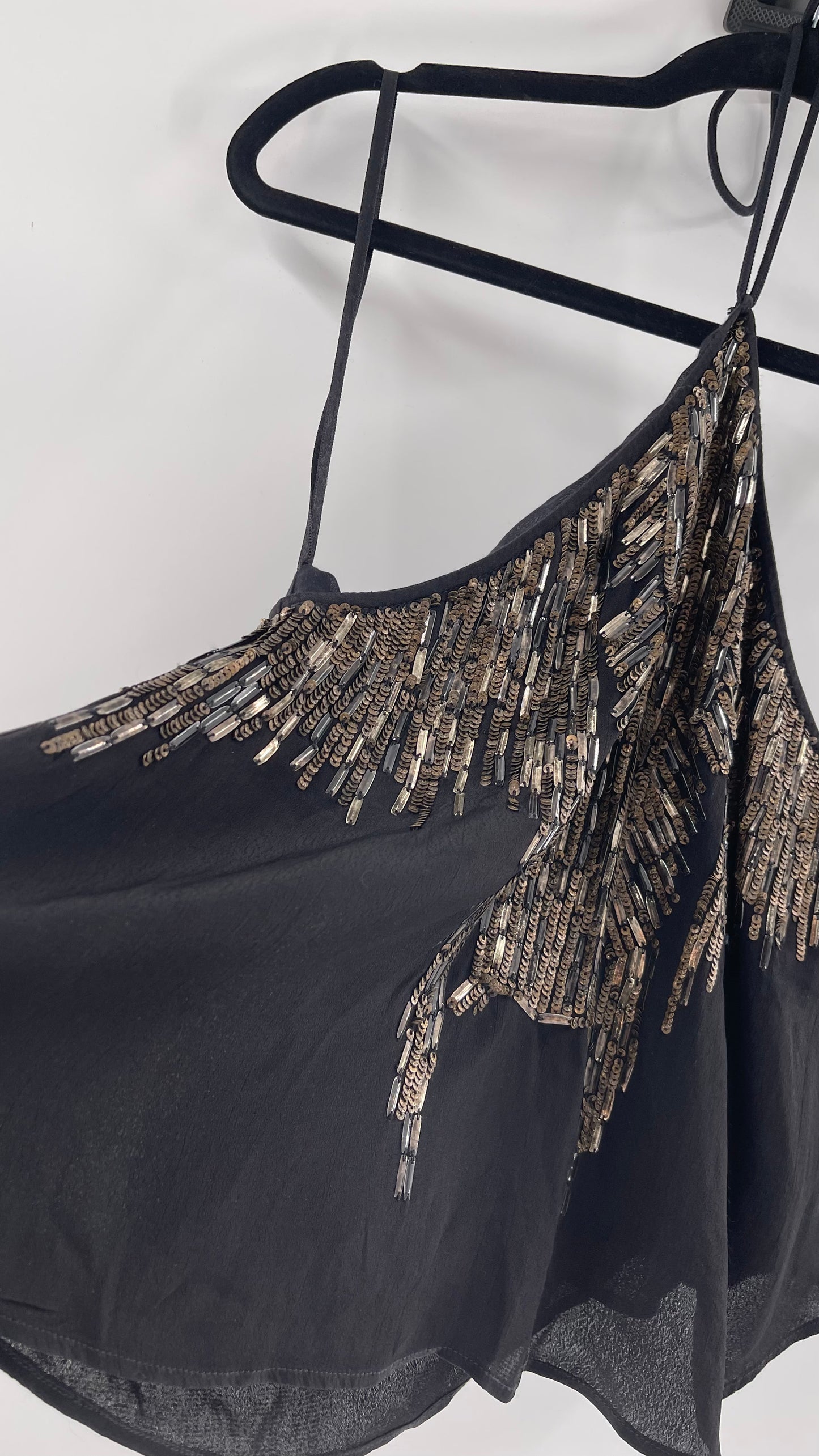 Free People Black Beaded Halter (XS)