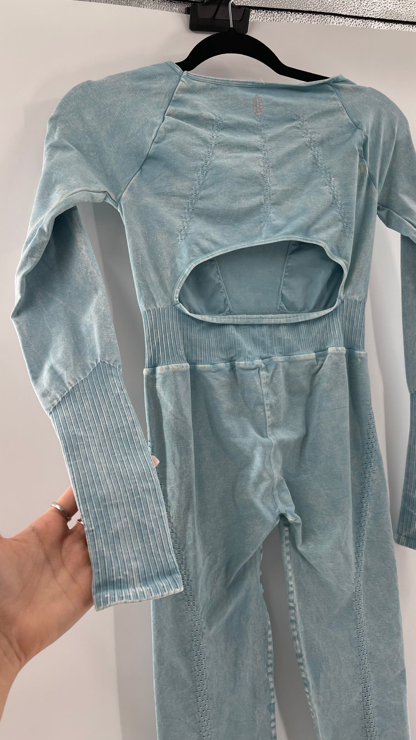 Free People Movement Baby Blue Elastic Good Karma Jumpsuit (M/L)