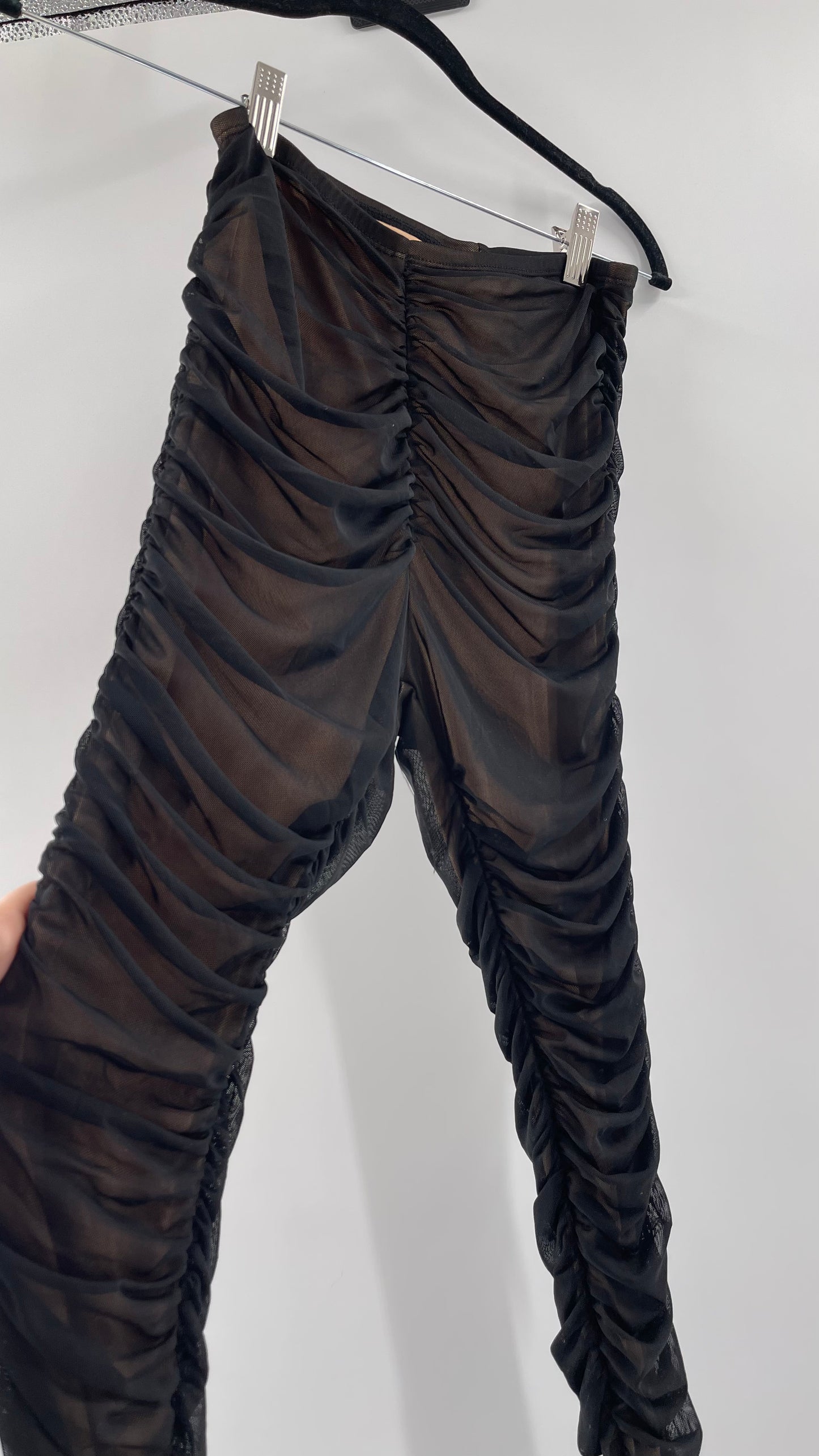 Fashion Nova/Urban Outfitters Nude/Black Ruched 2Piece Set (Small)