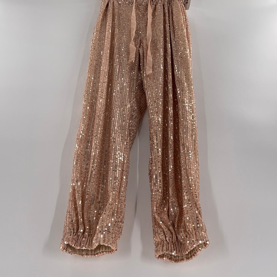 Pink/Rose Gold Sequin Joggers