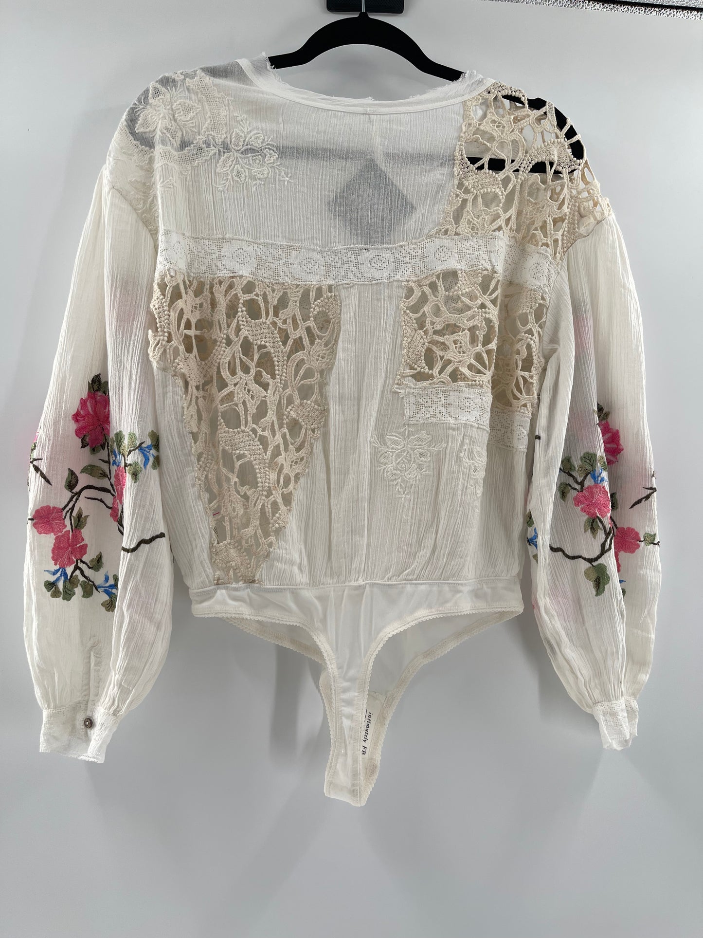 Free People Making Harmony Lace Cotton Embroidered Blouse (Medium)