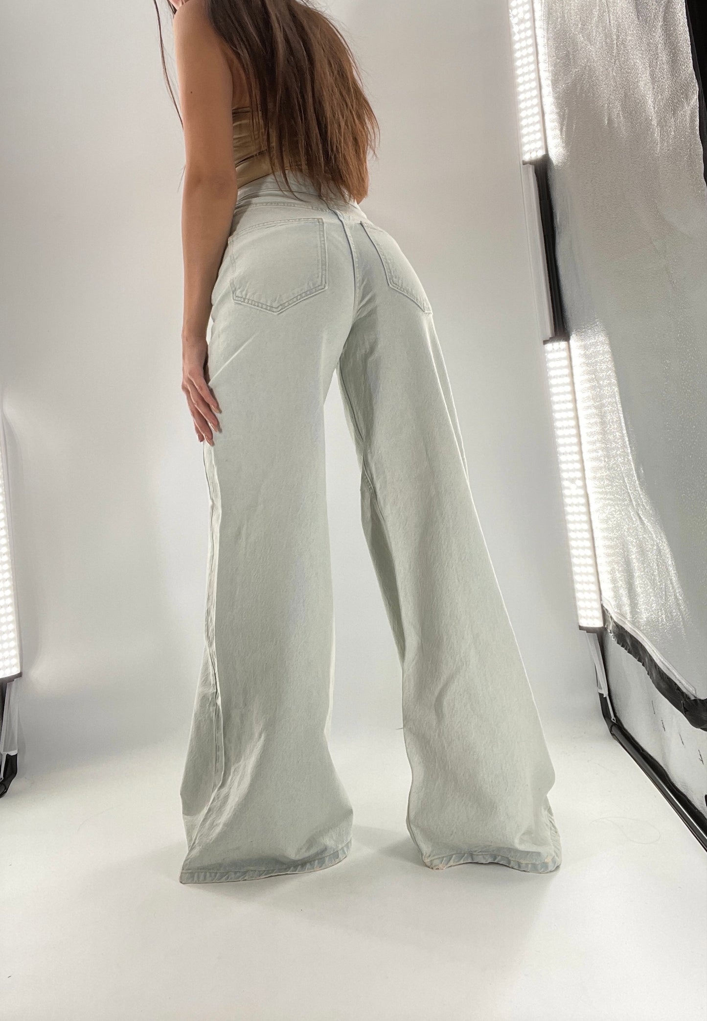 Free People Light Wash High Waist Wide Legs (27)