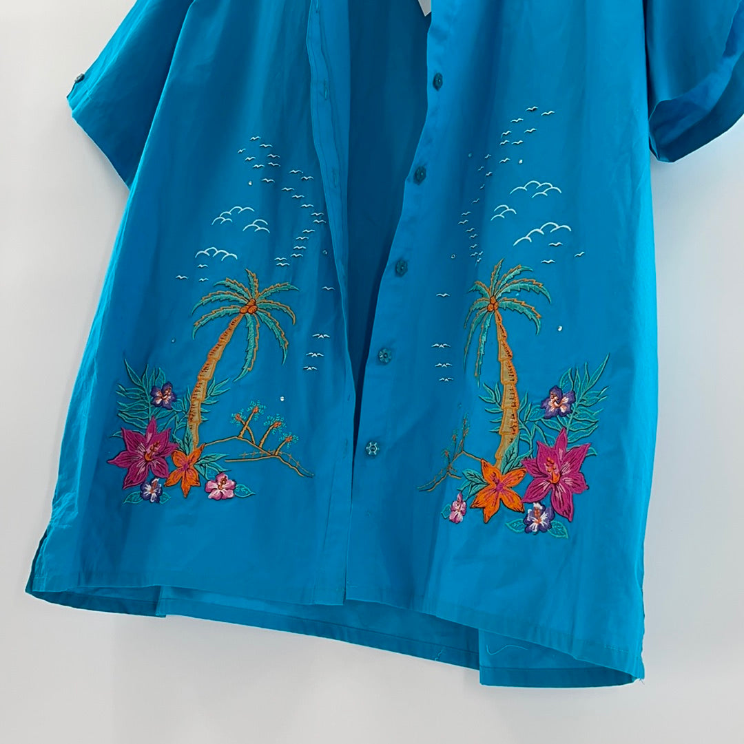 Vintage Embroidered Button Up (XXL)