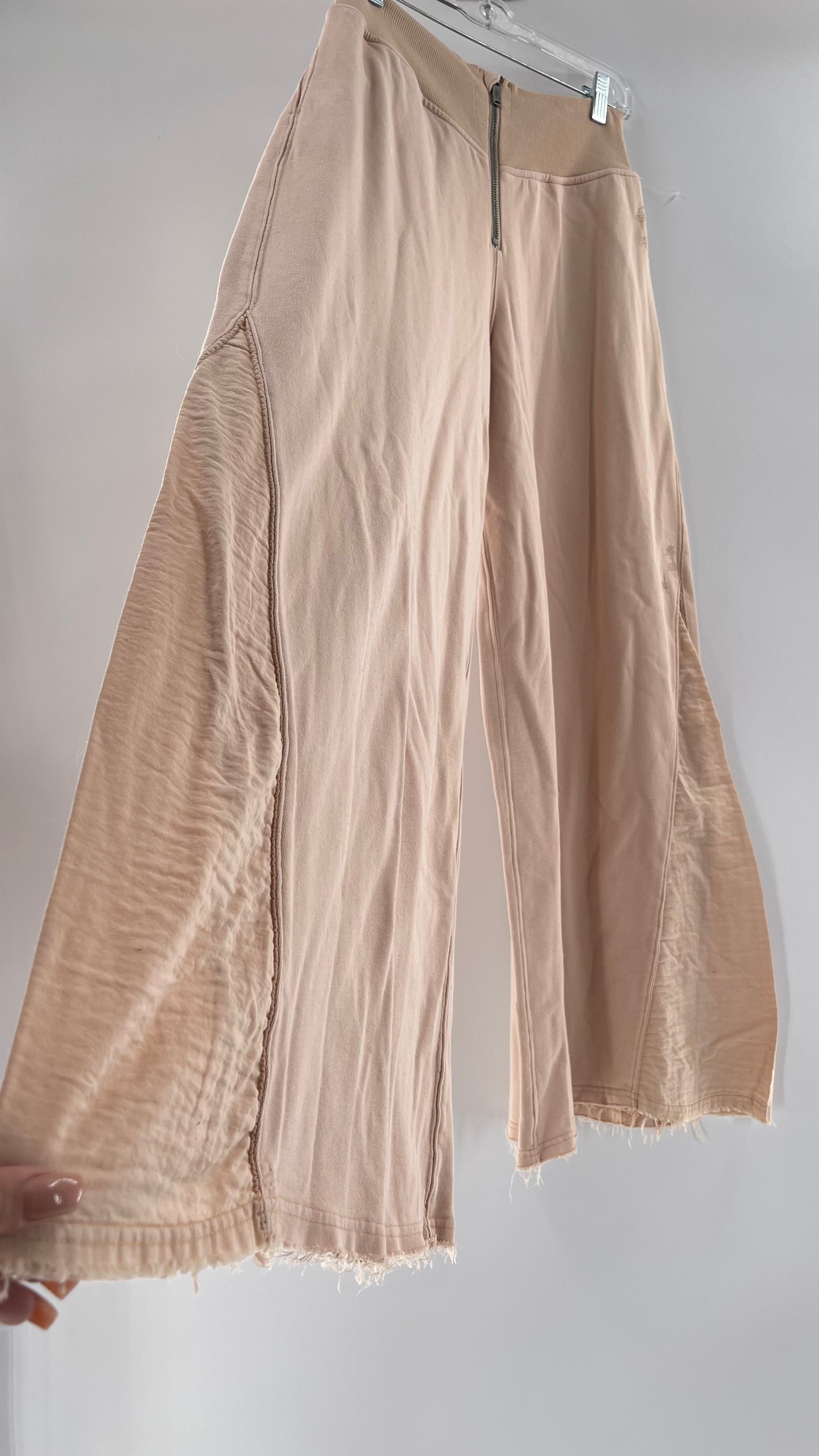 Free People Movement Muted Pink High Waisted Jersey Flare Legs (Small)