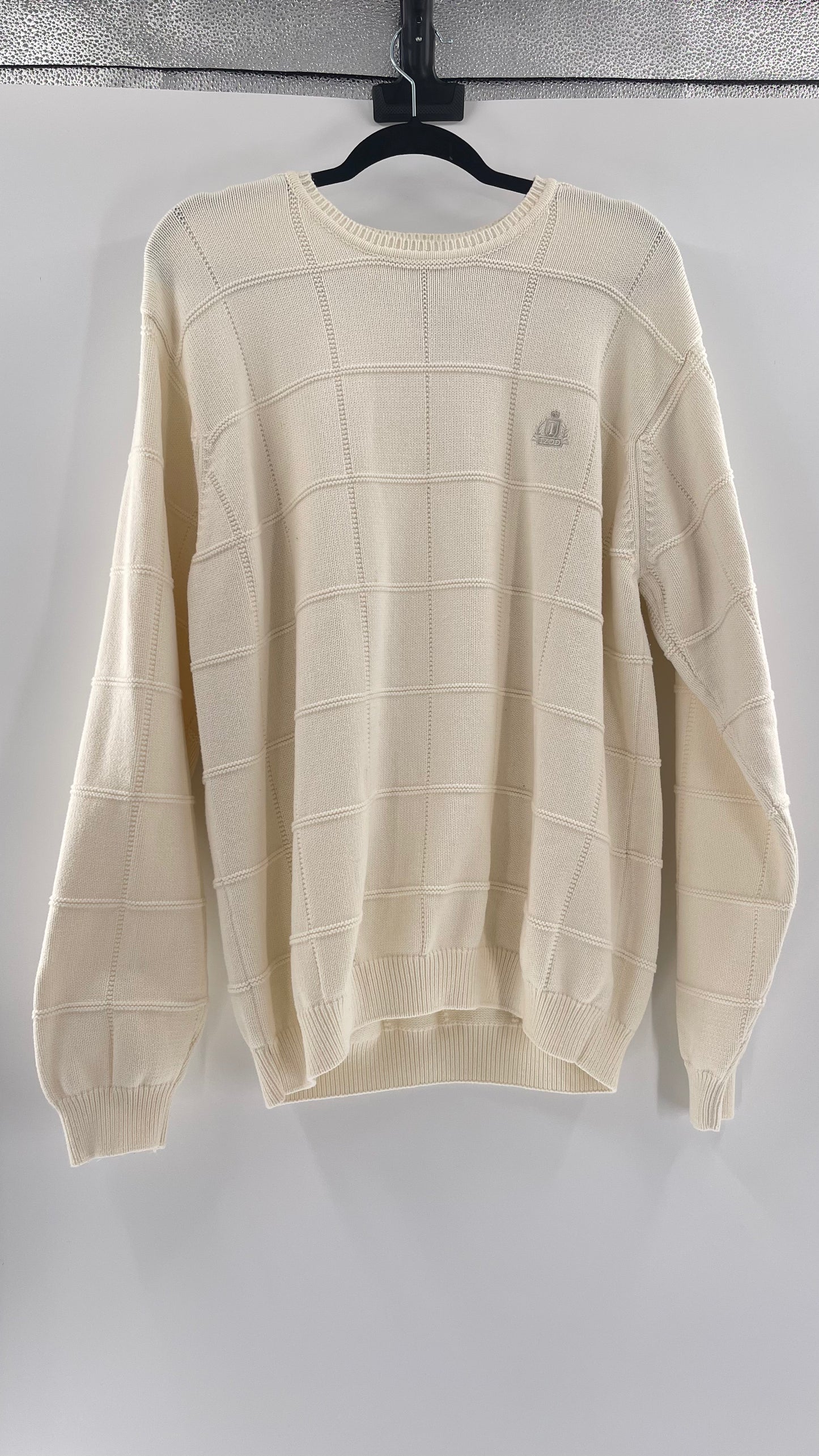 Vintage IZOD Cream Square Stitch Sweater (XL)
