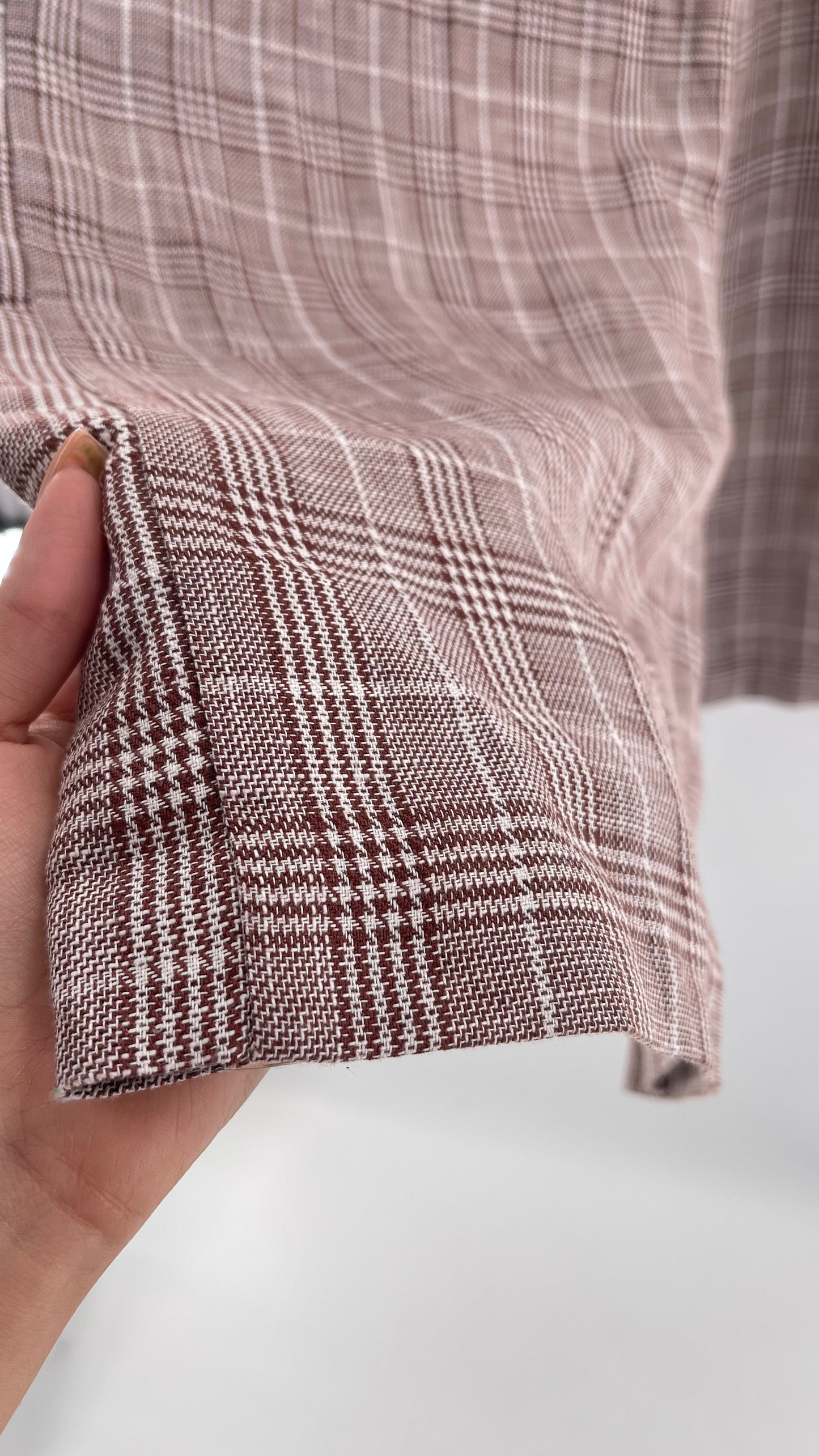 Anthropologie Maeve Brown Plaid Cotton/Linen Trouser (14)