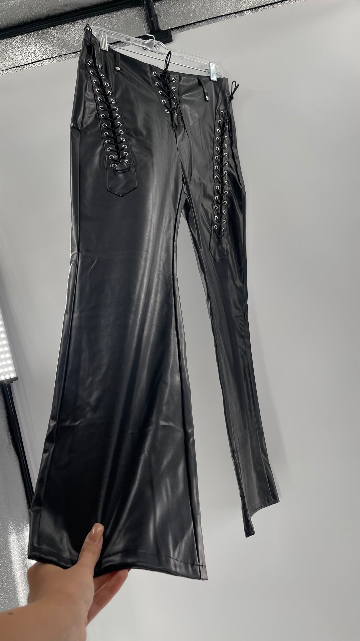 XXXiticat Faux Leather Straight Legs with Lace Up Details (XL)
