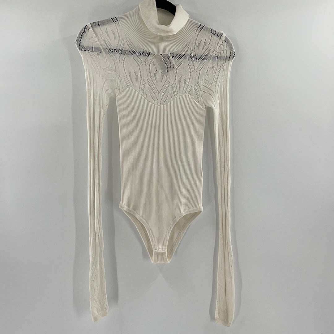 Free People White Knit Bodysuit (XS)