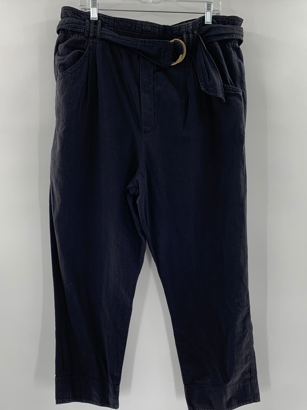 Anthropologie Navy Hoop Belt Pants (Size XL)