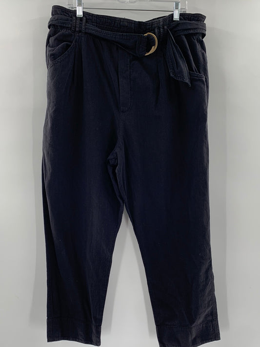 Anthropologie Navy Hoop Belt Pants (Size XL)
