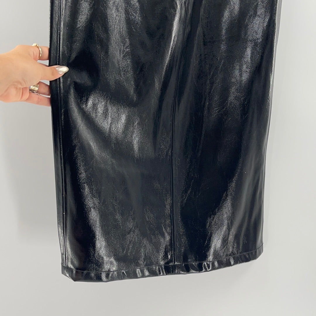 Capulet Free People Black Vegan Leather Mid Calf Front Slit (Size XS)
