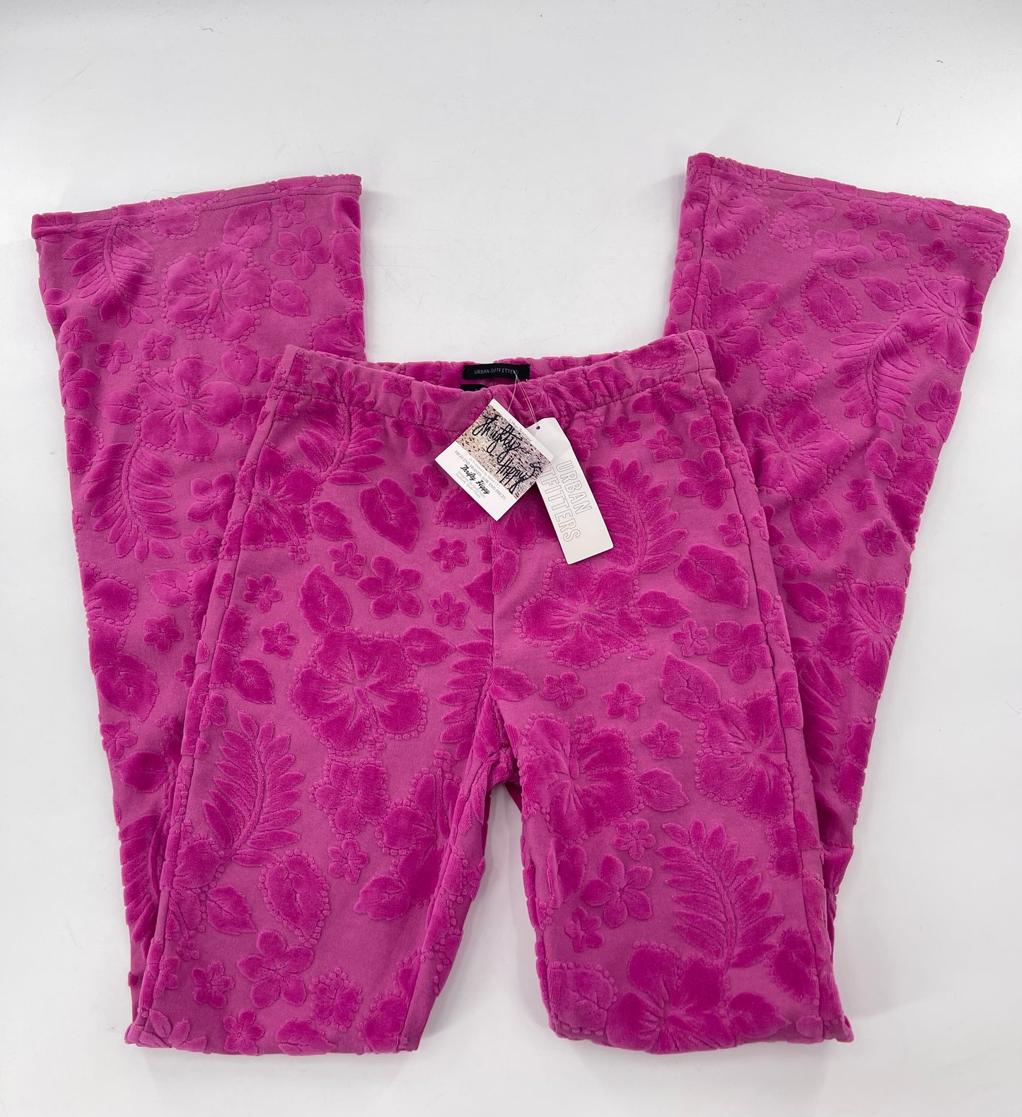 Urban Outfitters Purple/Pink Raised Chenille Floral Flares (Small)
