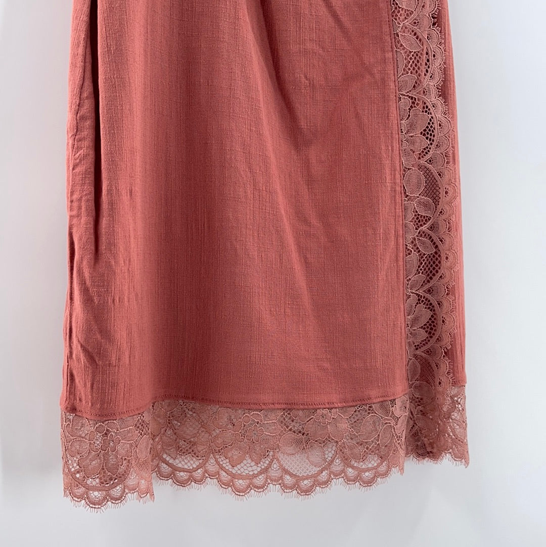 Free People Intimately Womens Lace Trim Short Bodycon Salmon Dress(Size XS)