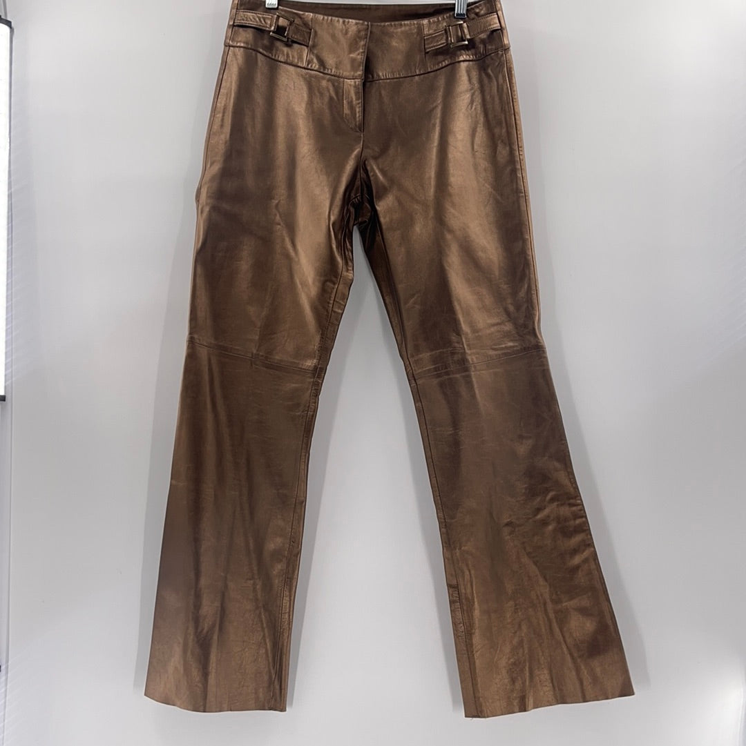 Vintage Cache Metallic Bronze Leather Flares (Sz10)