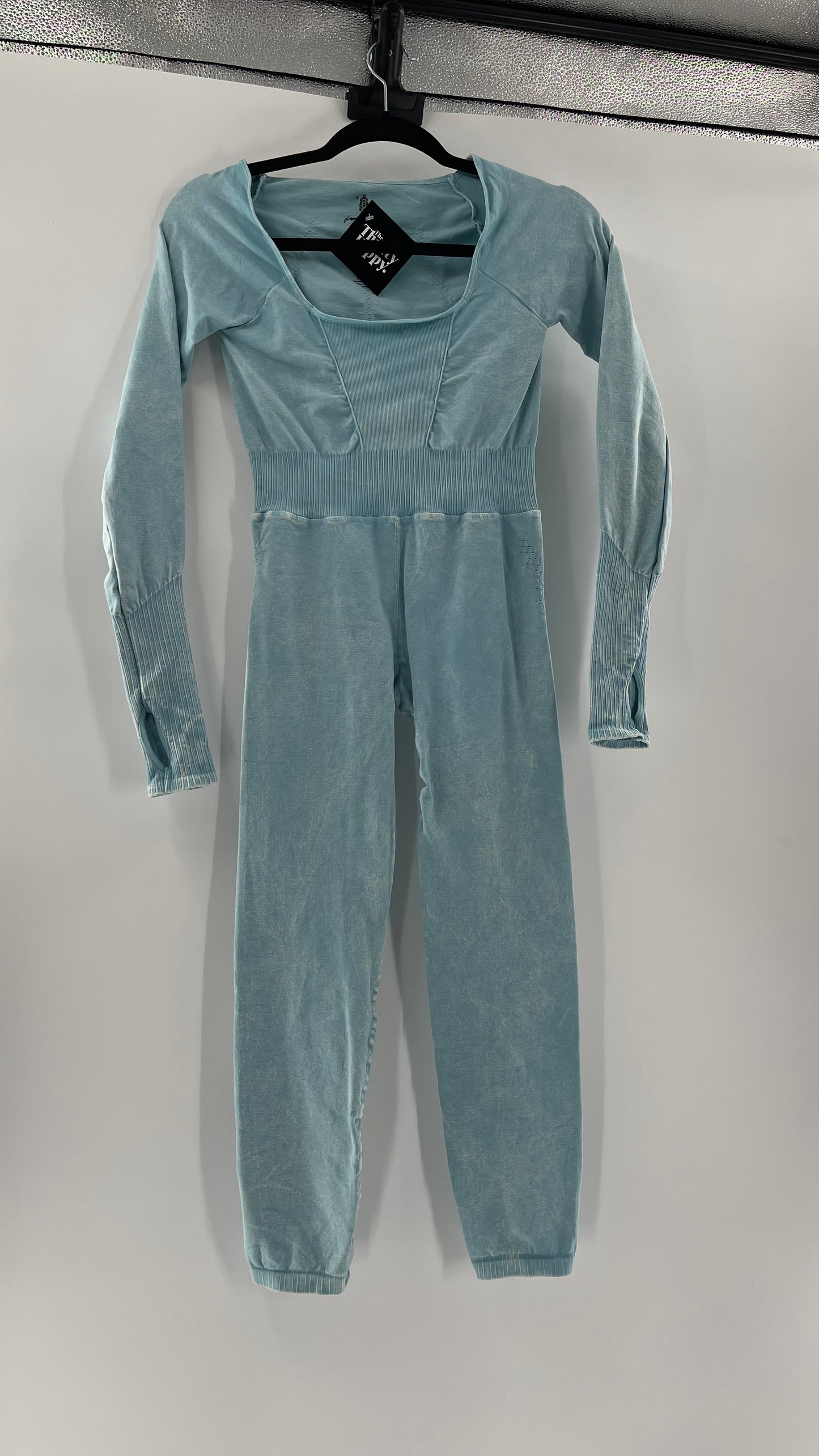 Free People Movement Baby Blue Elastic Good Karma Jumpsuit (M/L)