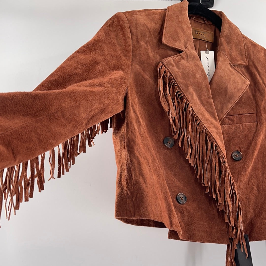 Anthropologie- Blank NYC - Cedar Cropped Suede Fringed Jacket With Front Buttons (Size S) *WITH TAGS*