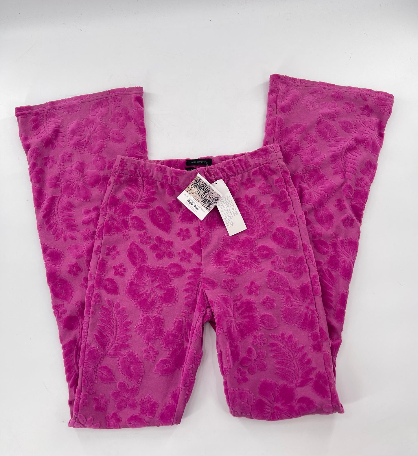 Urban Outfitters Purple/Pink Raised Chenille Floral Flares (Small)