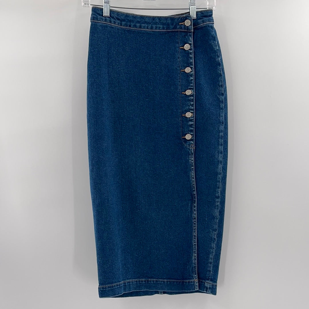 Free People Denin Long Pencil Skirt Size 0