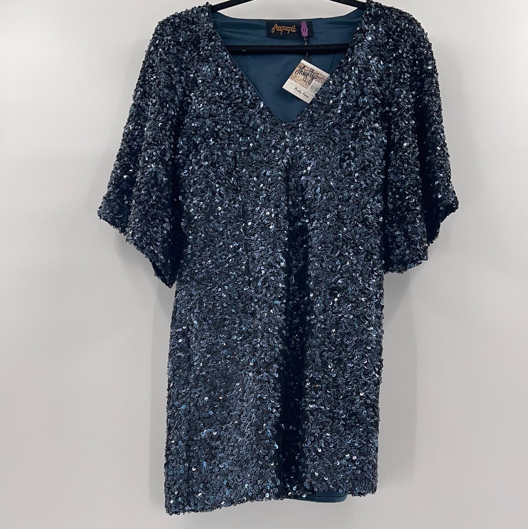 Free People - Deep Blue Sequin Mini Dress (4)