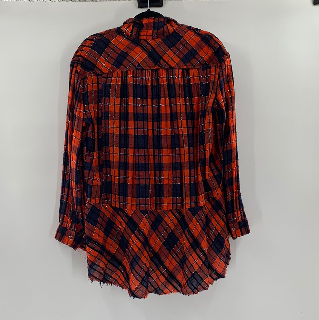 Free People Red Oversized Flannel (XS)