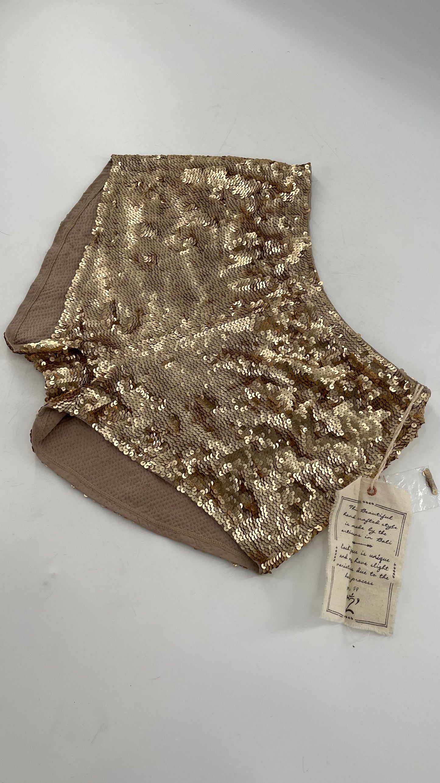 Free People Gold Sequin Shorts Size 2