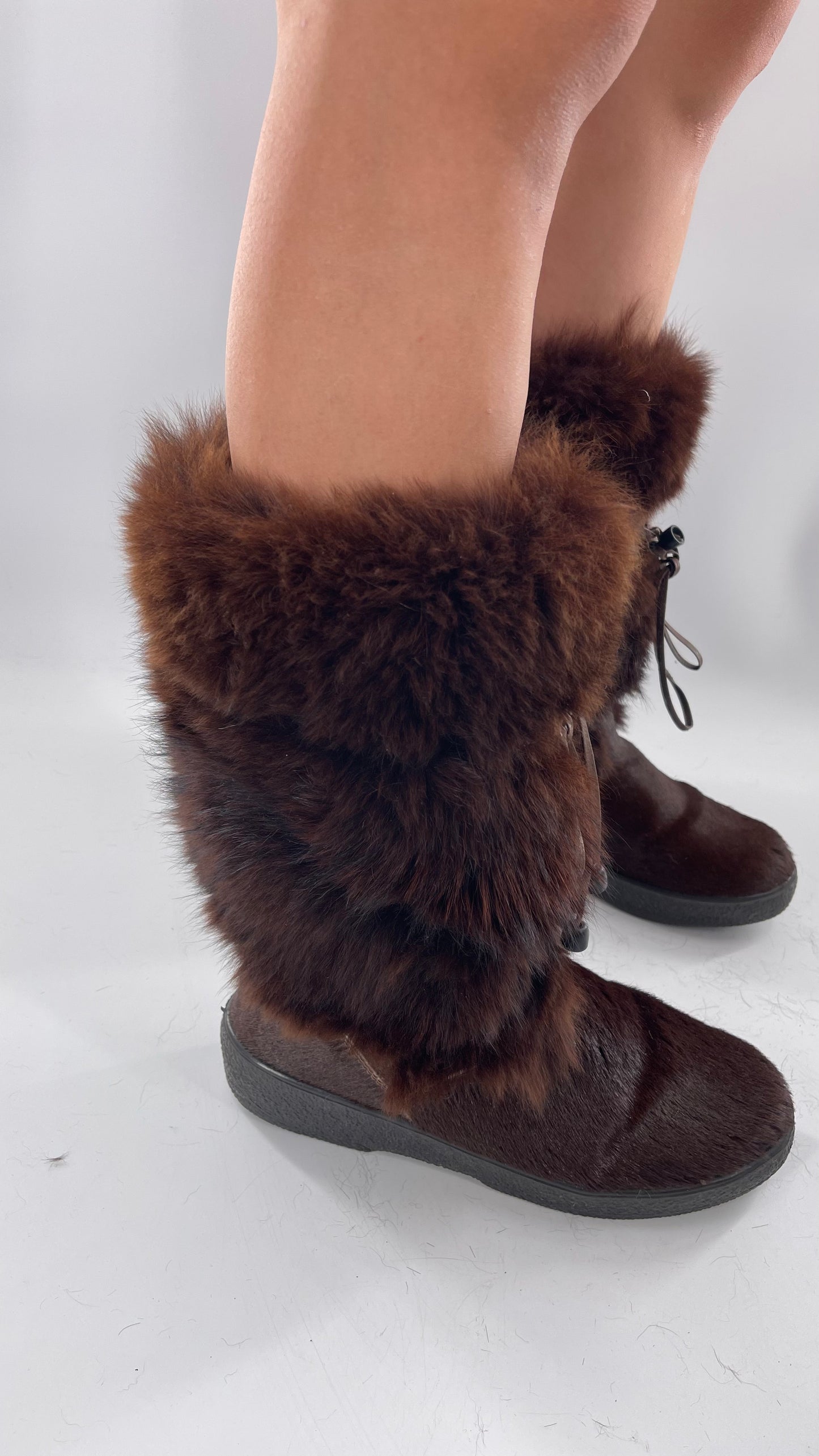 Pajar Vintage Brown Fur Boots - Made In Italy - Size 40