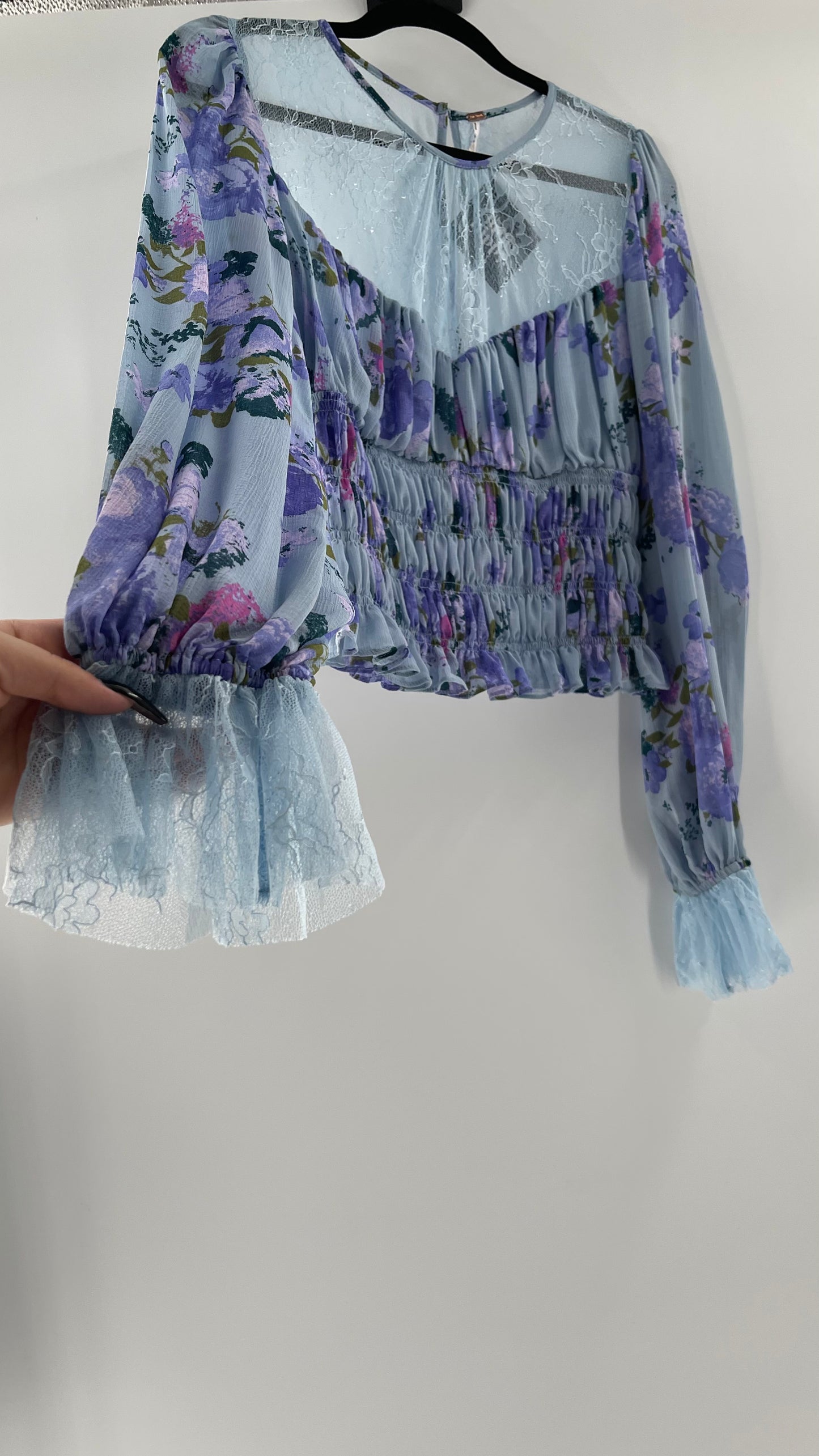 Free People Daphne Blouse Powder Blue (Large)
