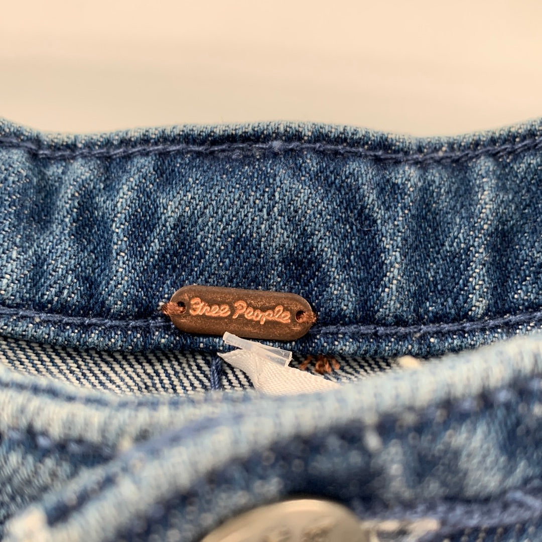 Free People Rhinestone / Gem Encrusted Denim Mini Skirt (Size 1)