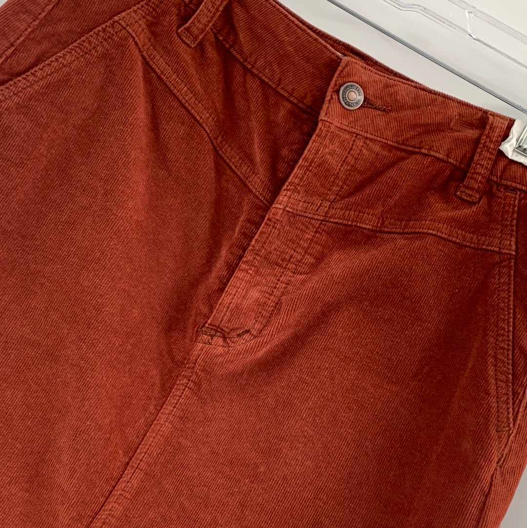 Free People Brick Corduroy Pencil Skirt Front Slit (Size 29)