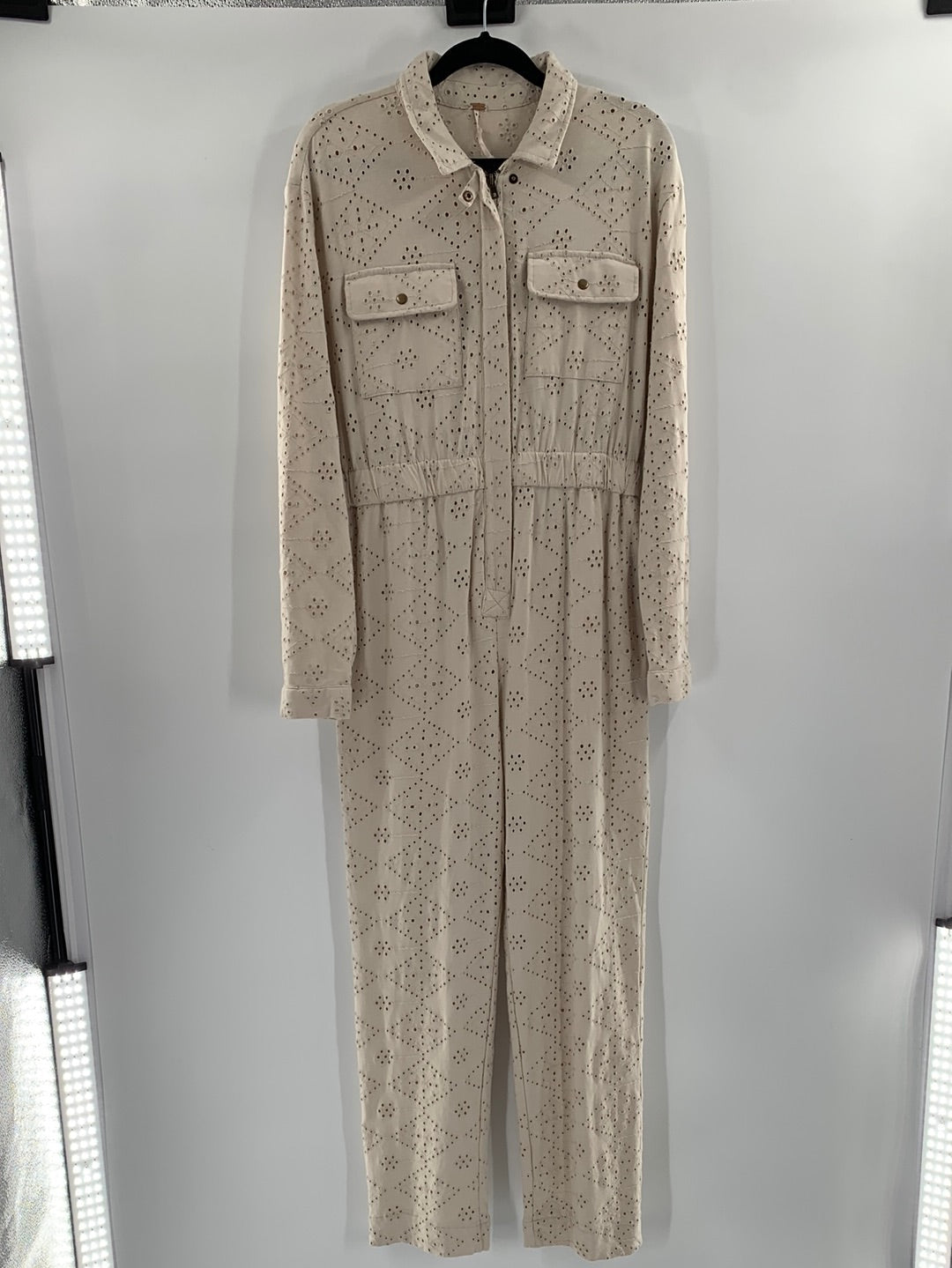 Free People Beige Eyelet Boiler Suit (S)