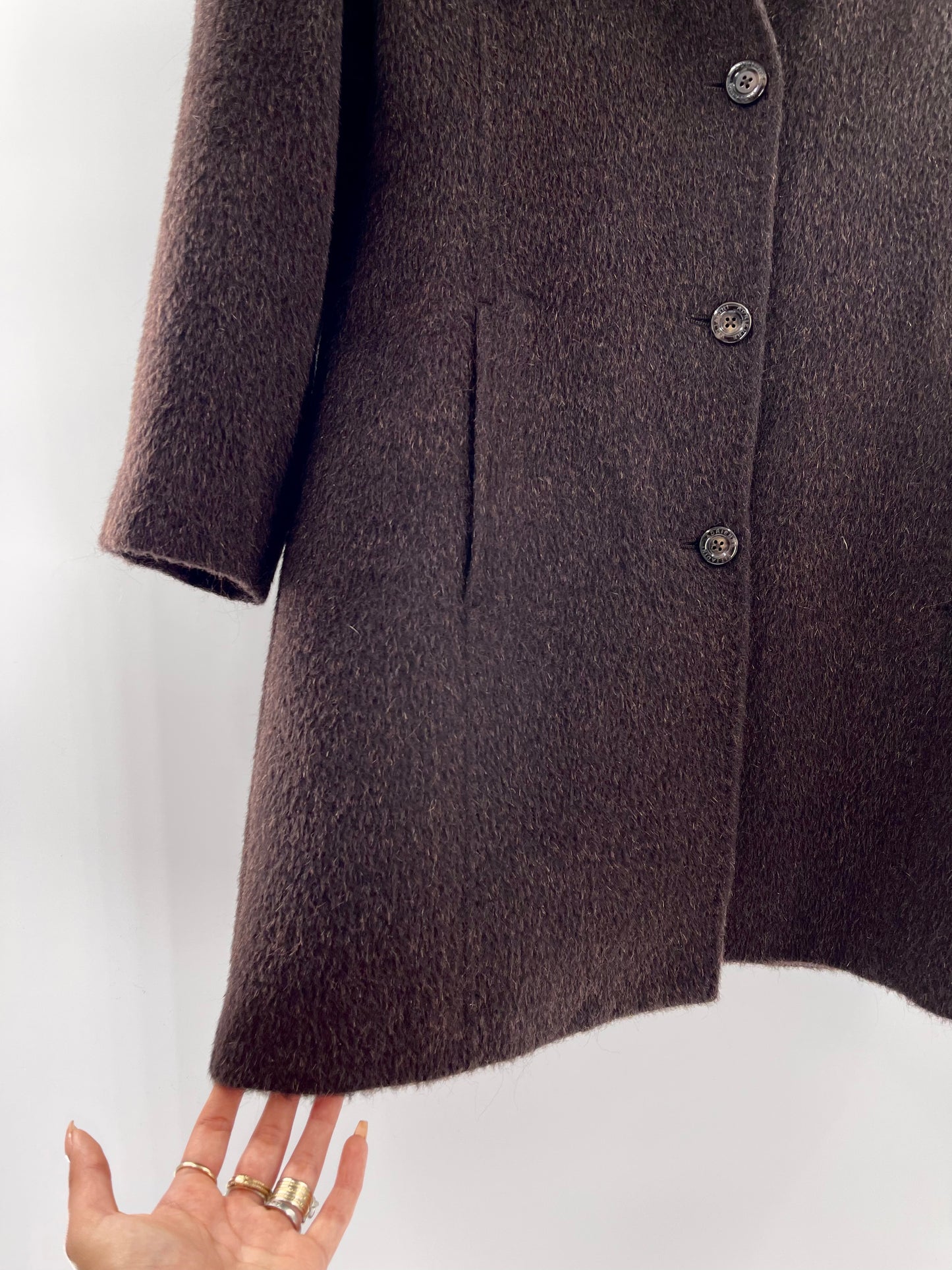 Adrienne Vittadini Brown Wool Coat (Size 8)