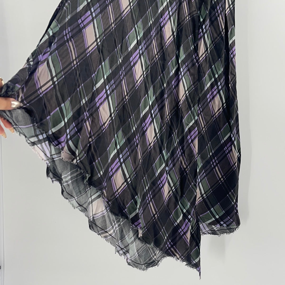 Nation Anthropologie Purple + Green Plaid Skirt (Size Small)