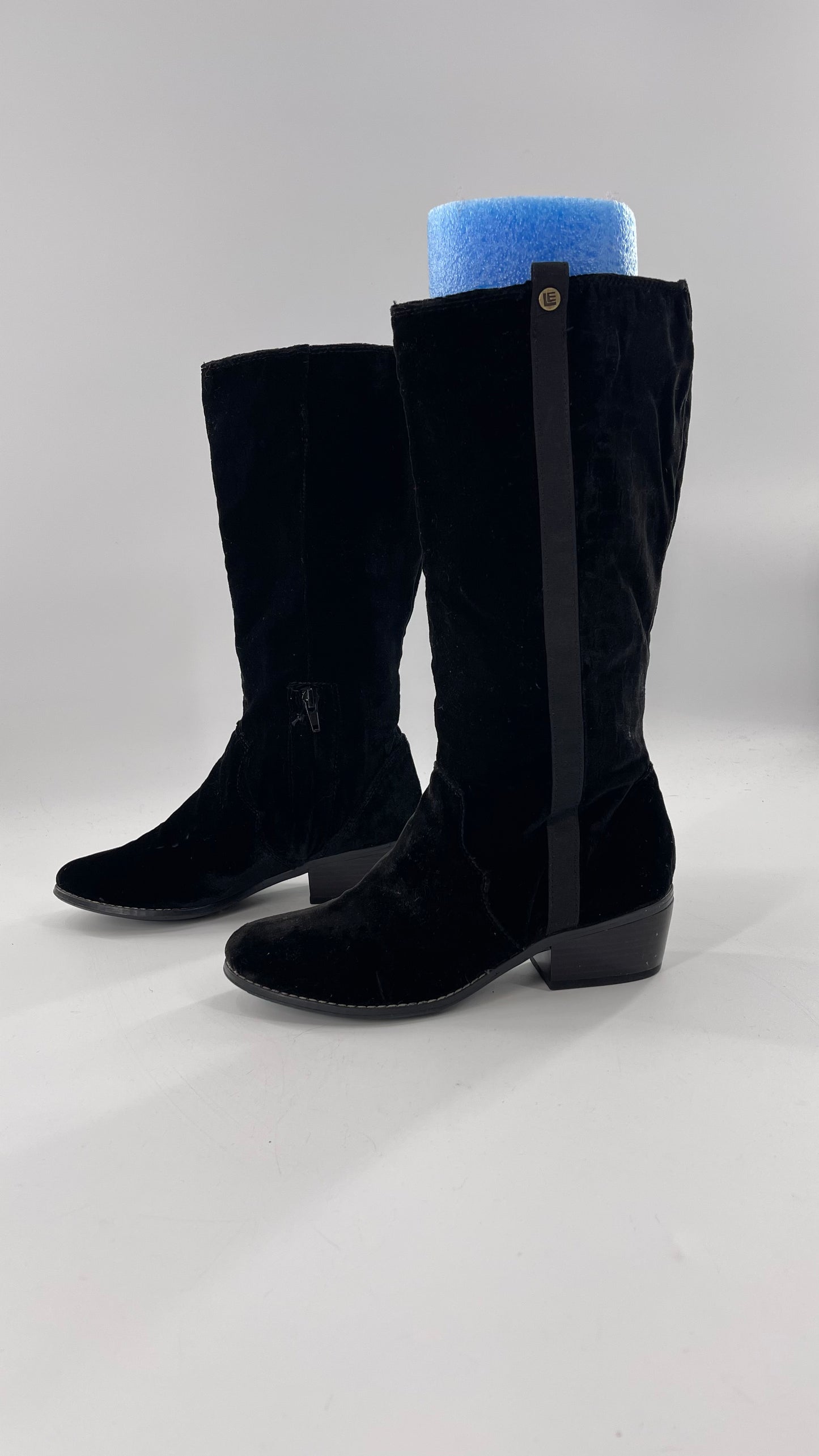 Libby Edelman Black Velour Croc Boots (6)