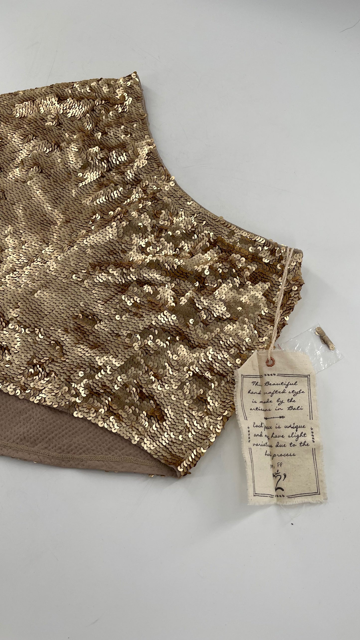 Free People Gold Sequin Shorts Size 2