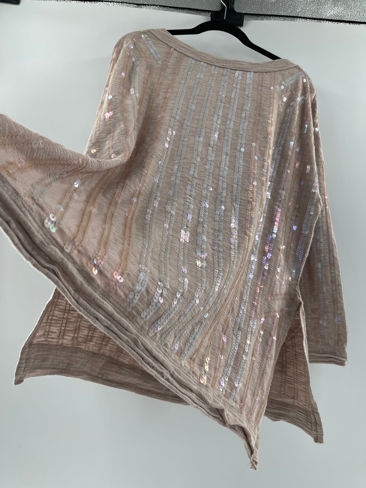 Free People Dusty Pink Sequin Sweater (Small)