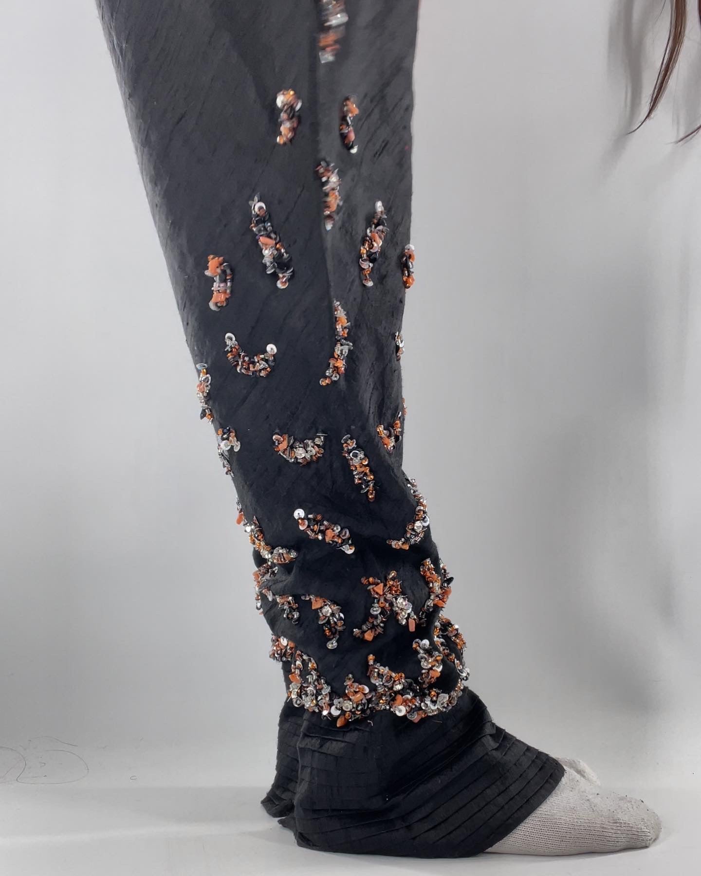 Black Harams with Beaded Hem (M)