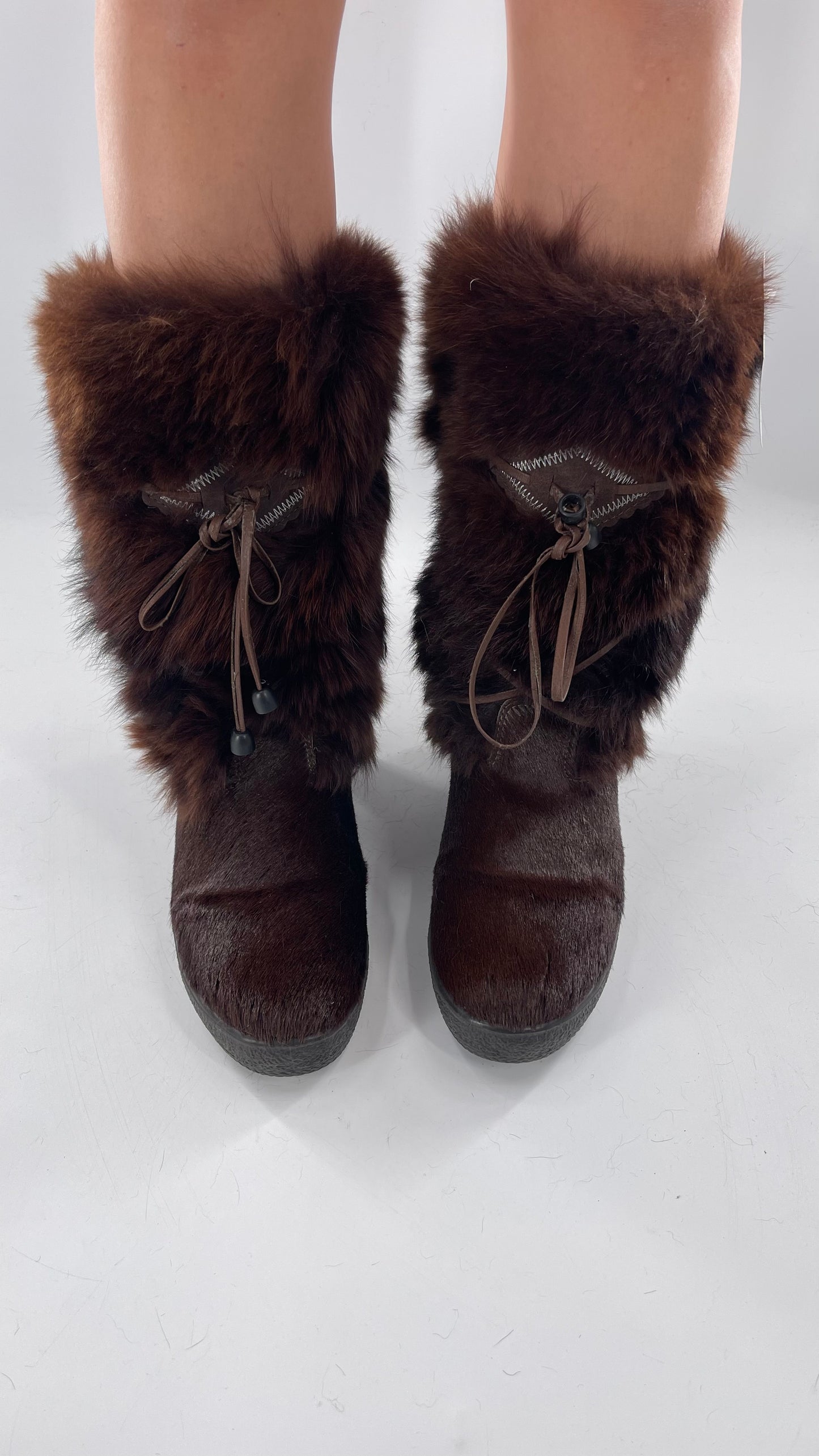 Pajar Vintage Brown Fur Boots - Made In Italy - Size 40