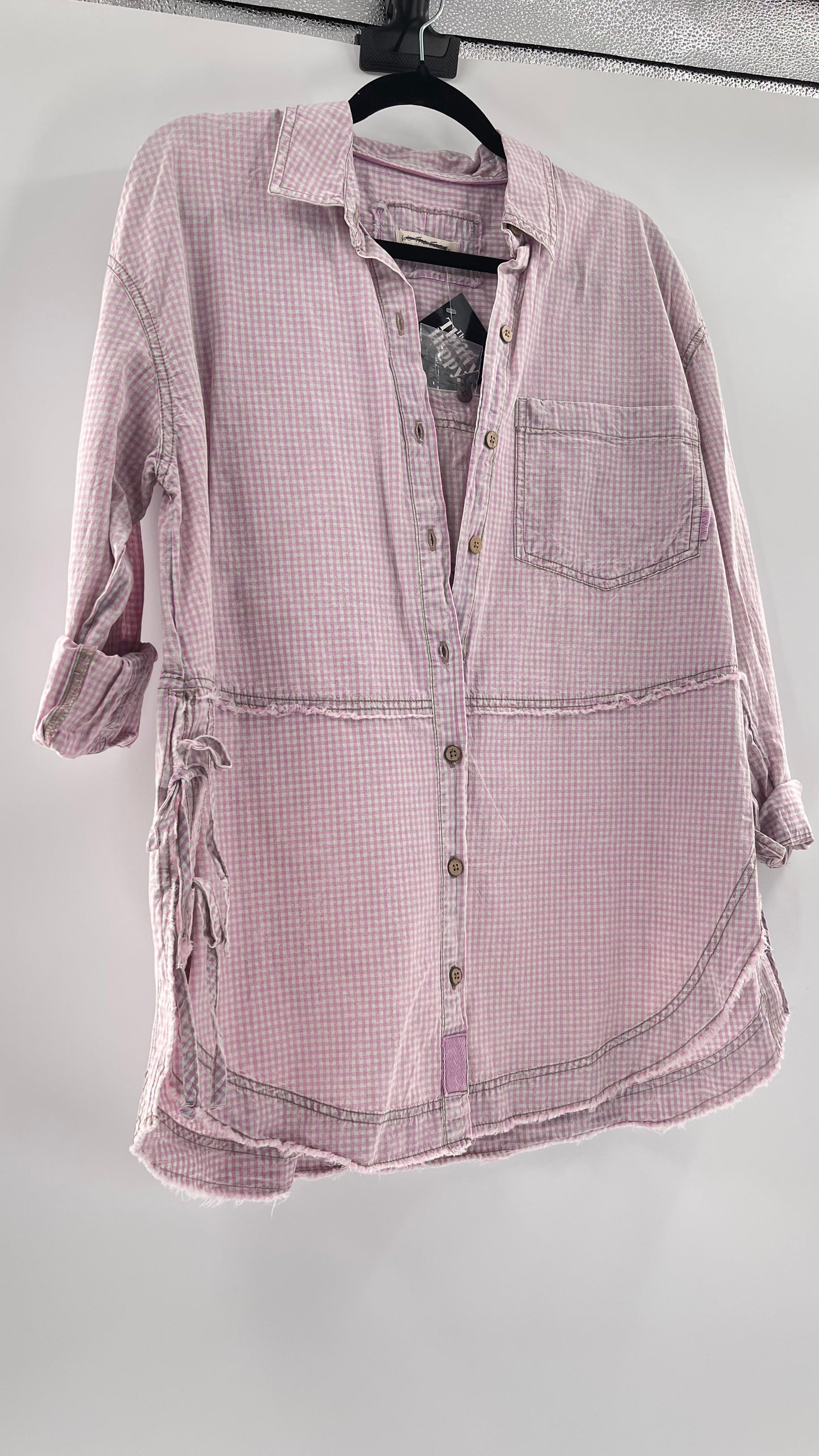 Free People Gingham Button Up and Cropped Bandeau Set (Small)