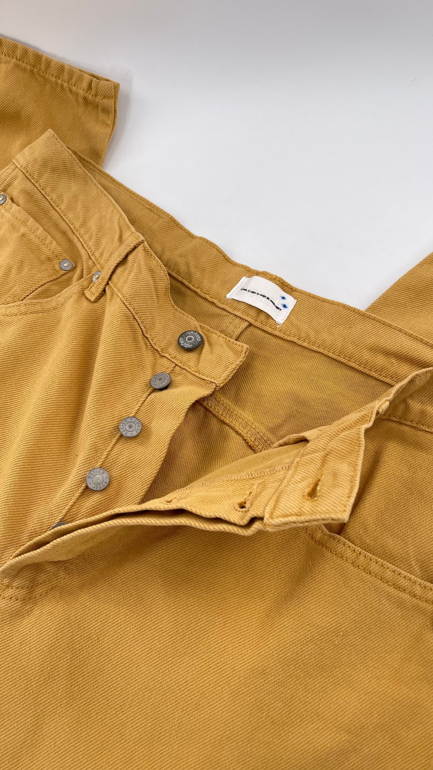 BOYISH Free People Mustard Yellow Straight Leg Jeans (32)